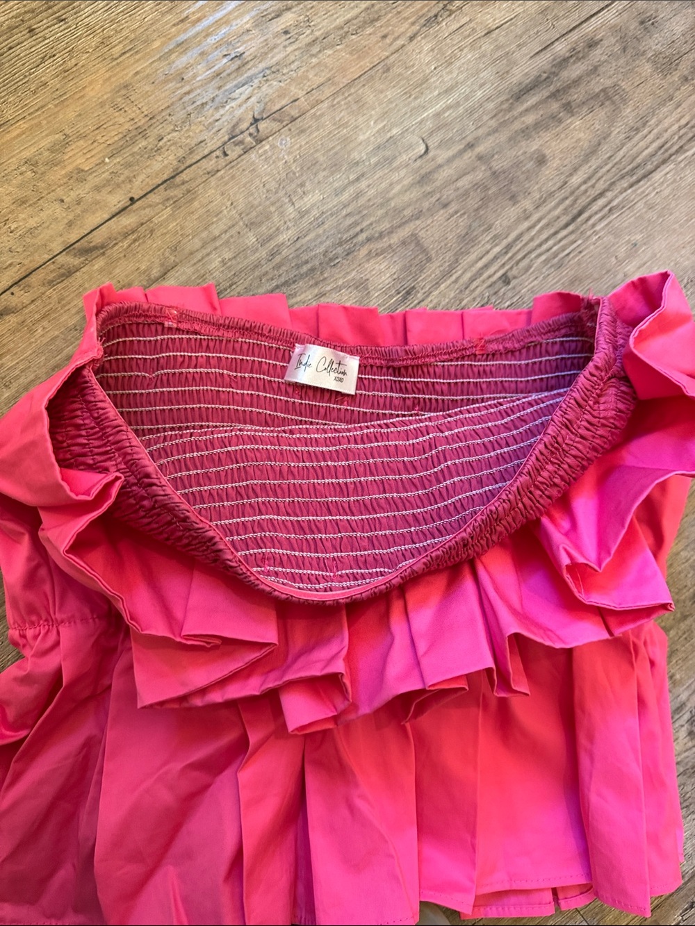 Pleated Strapless Mini Top in Bright Pink - Picture 3 of 4